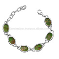 Verde de cobre turquesa de piedras preciosas 925 pulsera de plata de ley